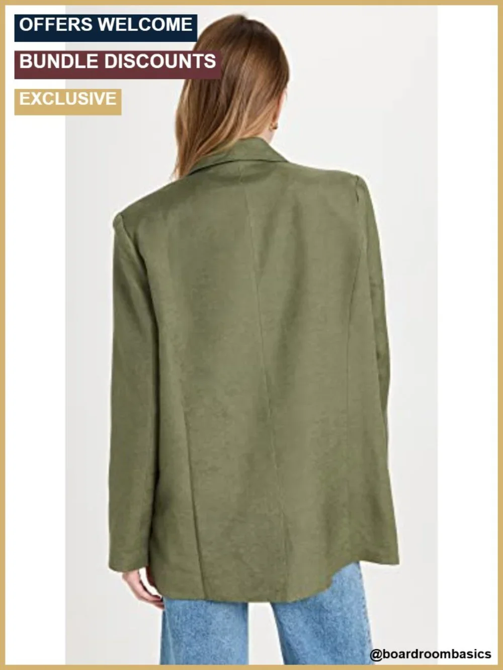 Linen Suiting Notch Lapel Blazer Double-Breasted Padded Shoulders